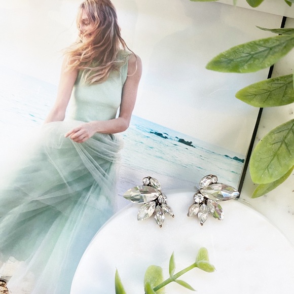 🆑 "Lennox" Earrings || Clear Crystal Statement - Picture 3 of 11